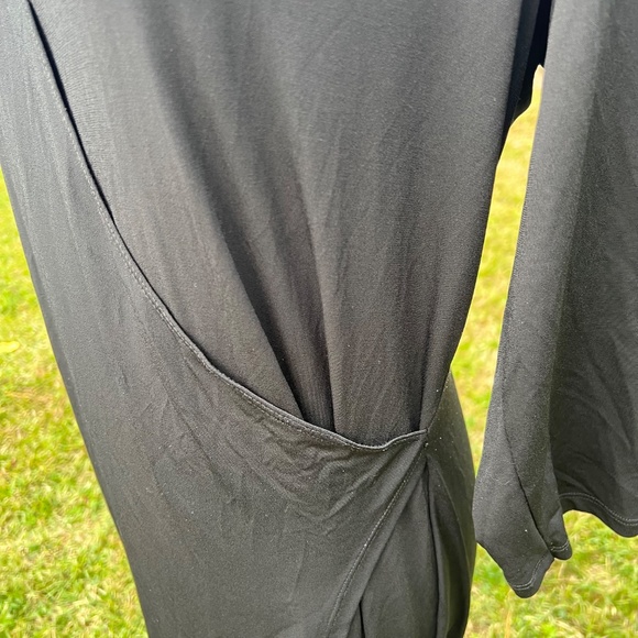 LAST CHANCE 7/31 Deep V-Neck Black Midi Dress - Picture 2 of 4